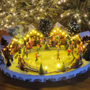 Cenário Natalino com Personagens Patinando